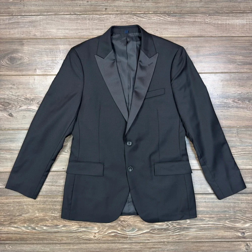 J.Crew Men 40R Thompson Tuxedo Jacket Black Wool Peak Lapel A7235 NEW